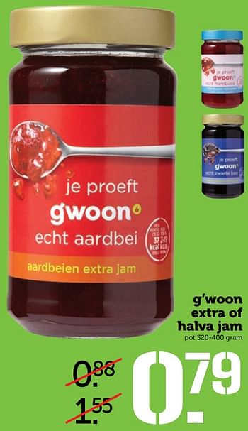 Aanbiedingen G`woon extra of halva jam - Gâ€™woon - Geldig van 12/06/2017 tot 18/06/2017 bij Coop