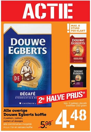Aanbiedingen 2 pakken decafé snelfilter - Douwe Egberts - Geldig van 12/06/2017 tot 18/06/2017 bij Coop