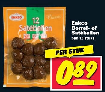 Aanbiedingen Enkco borrel- of satéballen - Enkco - Geldig van 12/06/2017 tot 18/06/2017 bij Nettorama