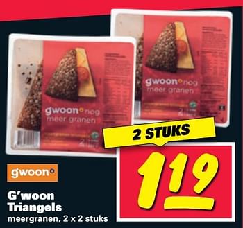 Aanbiedingen G`woon triangels meergranen - Gâ€™woon - Geldig van 12/06/2017 tot 18/06/2017 bij Nettorama