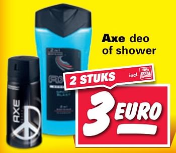 Aanbiedingen Axe deo of shower - Axe - Geldig van 12/06/2017 tot 18/06/2017 bij Nettorama