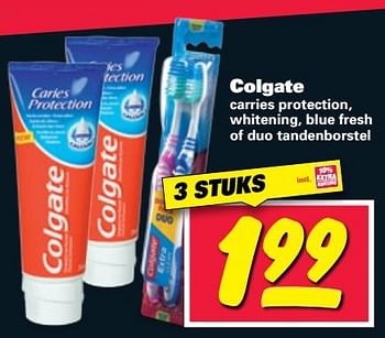 Aanbiedingen Colgate carries protection, whitening, blue fresh of duo tandenborstel - Colgate - Geldig van 12/06/2017 tot 18/06/2017 bij Nettorama