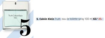 Aanbiedingen Calvin klein truth eau de toilette spray - Calvin Klein - Geldig van 12/06/2017 tot 18/06/2017 bij Etos