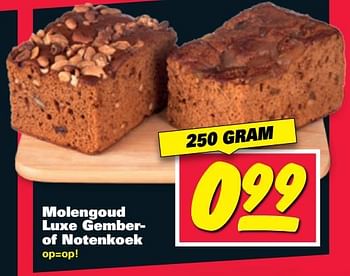 Aanbiedingen Molengoud luxe gember of notenkoek - Molengoud - Geldig van 12/06/2017 tot 18/06/2017 bij Nettorama
