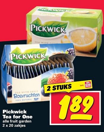Aanbiedingen Pickwick tea for one alle fruit garden - Pickwick - Geldig van 12/06/2017 tot 18/06/2017 bij Nettorama