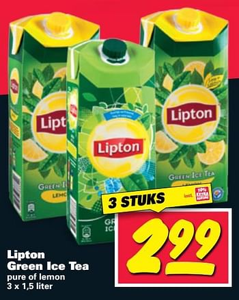 Aanbiedingen Lipton green ice tea pure of lemon - Lipton - Geldig van 12/06/2017 tot 18/06/2017 bij Nettorama