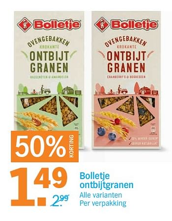 Aanbiedingen Bolletje ontbijtgranen - Bolletje - Geldig van 12/06/2017 tot 18/06/2017 bij Albert Heijn