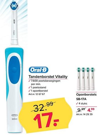 Aanbiedingen Oral-b tandenborstel vitality - Oral-B - Geldig van 12/06/2017 tot 18/06/2017 bij Kijkshop