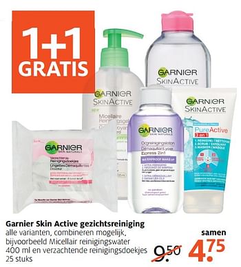 Aanbiedingen Garnier skin active gezichtsreiniging - Garnier - Geldig van 12/06/2017 tot 18/06/2017 bij Etos