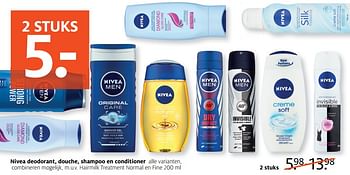 Aanbiedingen Nivea deodorant, douche, shampoo en conditioner - Nivea - Geldig van 12/06/2017 tot 18/06/2017 bij Etos