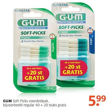 Aanbiedingen Gum soft picks voordeelpak - GUM - Geldig van 12/06/2017 tot 18/06/2017 bij Etos