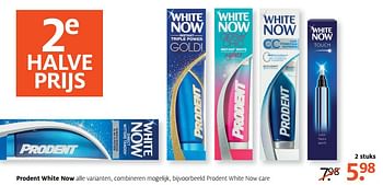 Aanbiedingen Prodent white now care - Prodent - Geldig van 15/06/2017 tot 18/06/2017 bij Etos