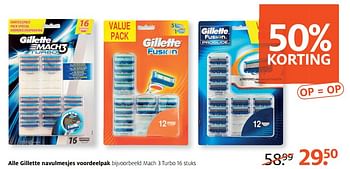 Aanbiedingen Mach 3 turbo - Gillette - Geldig van 15/06/2017 tot 18/06/2017 bij Etos