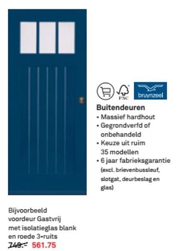 Aanbiedingen Buitendeuren voordeur gastvrij met isolatiegtas blank en roede 3-ruits - Bruynzeel - Geldig van 17/06/2017 tot 17/06/2017 bij Karwei