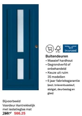 Aanbiedingen Buitendeuren voordeur aantrekkelijk met isolatiegtas mat - Bruynzeel - Geldig van 17/06/2017 tot 17/06/2017 bij Karwei
