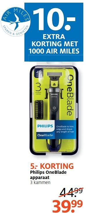 Aanbiedingen Philips oneblade apparaat - Philips - Geldig van 12/06/2017 tot 18/06/2017 bij Etos