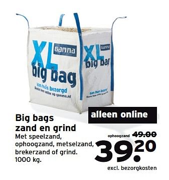 Aanbiedingen Big bags zand en grind - Huismerk - Gamma - Geldig van 12/06/2017 tot 18/06/2017 bij Gamma