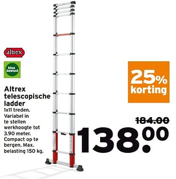 Aanbiedingen Altrex telescopische ladder - Altrex - Geldig van 12/06/2017 tot 18/06/2017 bij Gamma