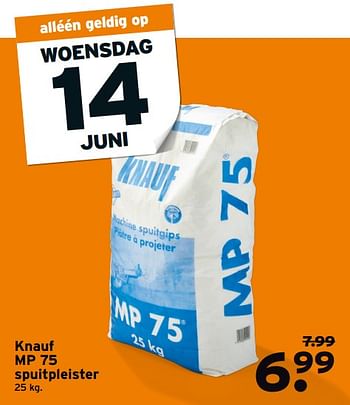 Aanbiedingen Knauf mp 75 spuitpleister - Knauf - Geldig van 12/06/2017 tot 18/06/2017 bij Gamma