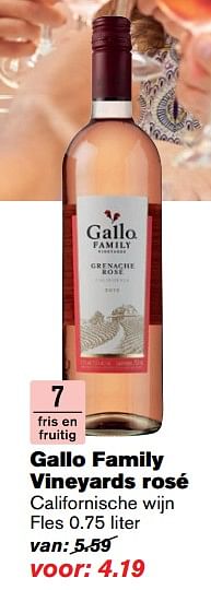Aanbiedingen Gallo family vineyards rosé - Rosé wijnen - Geldig van 14/06/2017 tot 20/06/2017 bij Hoogvliet