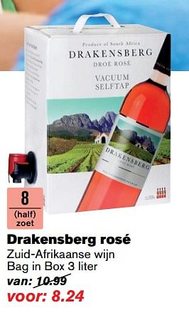 Aanbiedingen Drakensberg rosé - Rosé wijnen - Geldig van 14/06/2017 tot 20/06/2017 bij Hoogvliet