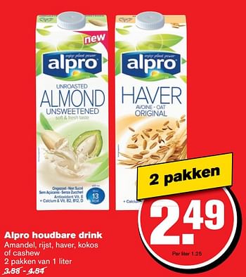 Aanbiedingen Alpro houdbare drink - Alpro Soya - Geldig van 14/06/2017 tot 20/06/2017 bij Hoogvliet