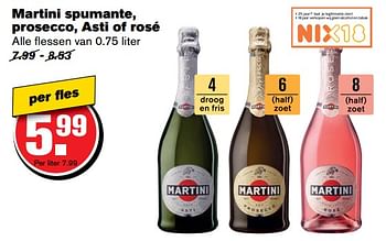 Aanbiedingen Martini spumante, prosecco, asti of rosé - Martini - Geldig van 14/06/2017 tot 20/06/2017 bij Hoogvliet