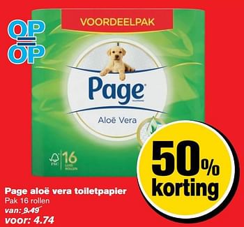 Aanbiedingen Page aloë vera toiletpapier - Page - Geldig van 14/06/2017 tot 20/06/2017 bij Hoogvliet