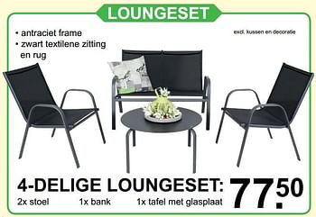Aanbiedingen 4-delige loungeset - Huismerk - Van Cranenbroek - Geldig van 05/06/2017 tot 24/06/2017 bij Van Cranenbroek