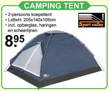 Aanbiedingen Camping tent - Sport Valley - Geldig van 05/06/2017 tot 24/06/2017 bij Van Cranenbroek