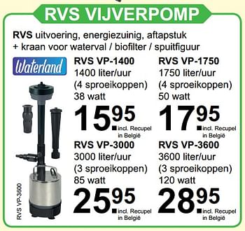 Aanbiedingen Waterland rvs vijverpomp - Waterland - Geldig van 05/06/2017 tot 24/06/2017 bij Van Cranenbroek