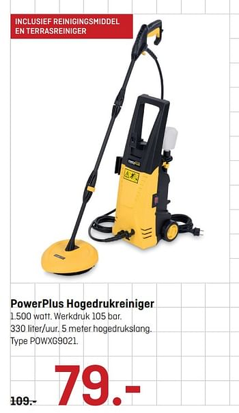 Aanbiedingen Powerplus hogedrukreiniger powxg9021. - Powerplus - Geldig van 12/06/2017 tot 25/06/2017 bij Hubo