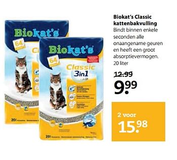 Aanbiedingen Biokat`s classic kattenbakvulling - Bio kat`s - Geldig van 12/06/2017 tot 25/06/2017 bij Boerenbond