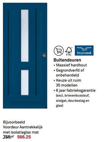 Aanbiedingen Buitendeuren voordeur aantrekkelijk met isolatieglas mat - Bruynzeel - Geldig van 12/06/2017 tot 25/06/2017 bij Karwei