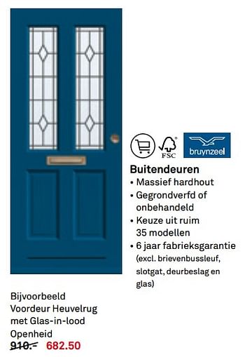 Aanbiedingen Buitendeuren voordeur heuvelrug met glas-in-lood openheid - Bruynzeel - Geldig van 12/06/2017 tot 25/06/2017 bij Karwei