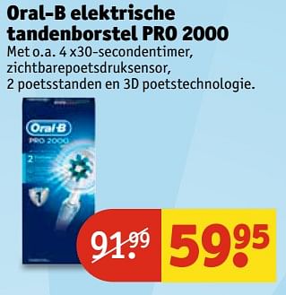 Aanbiedingen Oral-b elektrische tandenborstel pro 2000 - Oral-B - Geldig van 13/06/2017 tot 25/06/2017 bij Kruidvat
