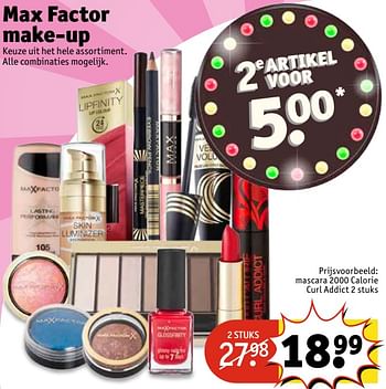 Aanbiedingen Mascara 2000 calorie curl addict - Max Factor - Geldig van 13/06/2017 tot 25/06/2017 bij Kruidvat