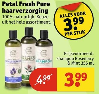 Aanbiedingen Shampoo rosemary + mint - Petal Fresh - Geldig van 13/06/2017 tot 25/06/2017 bij Kruidvat
