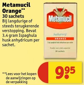 Aanbiedingen Metamucil orange - Metamucil - Geldig van 13/06/2017 tot 25/06/2017 bij Kruidvat