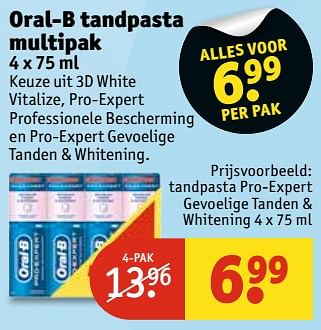 Aanbiedingen Tandpasta pro-expert gevoelige tanden + whitening - Oral-B - Geldig van 13/06/2017 tot 25/06/2017 bij Kruidvat