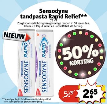 Aanbiedingen Sensodyne tandpasta rapid relief - Sensodyne - Geldig van 13/06/2017 tot 25/06/2017 bij Kruidvat