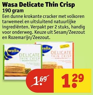 Aanbiedingen Wasa delicate thin crisp - Wasa - Geldig van 13/06/2017 tot 25/06/2017 bij Kruidvat