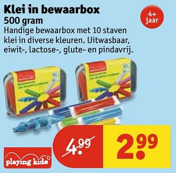 Aanbiedingen Klei in bewaarbox - Playing Kids - Geldig van 13/06/2017 tot 25/06/2017 bij Kruidvat