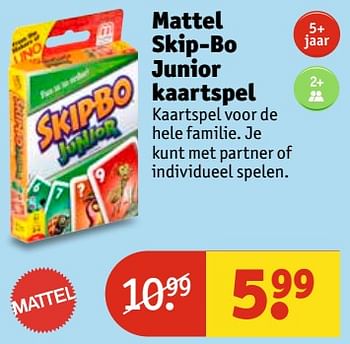 Aanbiedingen Mattel skip-bo junior kaartspel - Mattel - Geldig van 13/06/2017 tot 25/06/2017 bij Kruidvat