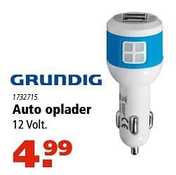 Aanbiedingen Auto oplader - Grundig - Geldig van 15/06/2017 tot 12/07/2017 bij Marskramer