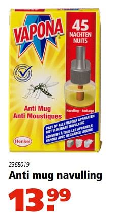 Aanbiedingen Anti mug navulling - Vapona - Geldig van 15/06/2017 tot 12/07/2017 bij Marskramer