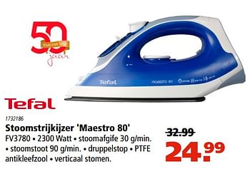 Aanbiedingen Tefal stoomstrijkijzer `maestro 80` fv3780 - Tefal - Geldig van 15/06/2017 tot 12/07/2017 bij Marskramer