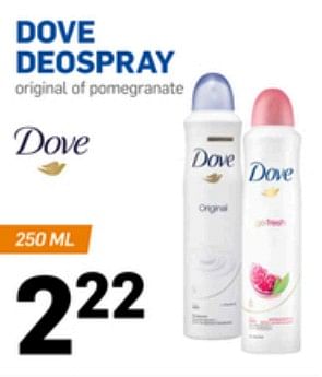 Aanbiedingen Dove deospray - Dove - Geldig van 14/06/2017 tot 21/06/2017 bij Action