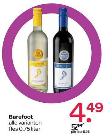 Aanbiedingen Barefoot - Witte wijnen - Geldig van 15/06/2017 tot 28/06/2017 bij Spar
