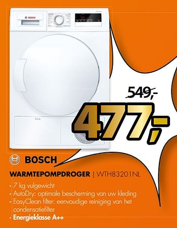 Aanbiedingen Bosch warmtepompdroger wth83201nl - Bosch - Geldig van 17/06/2017 tot 25/06/2017 bij Expert